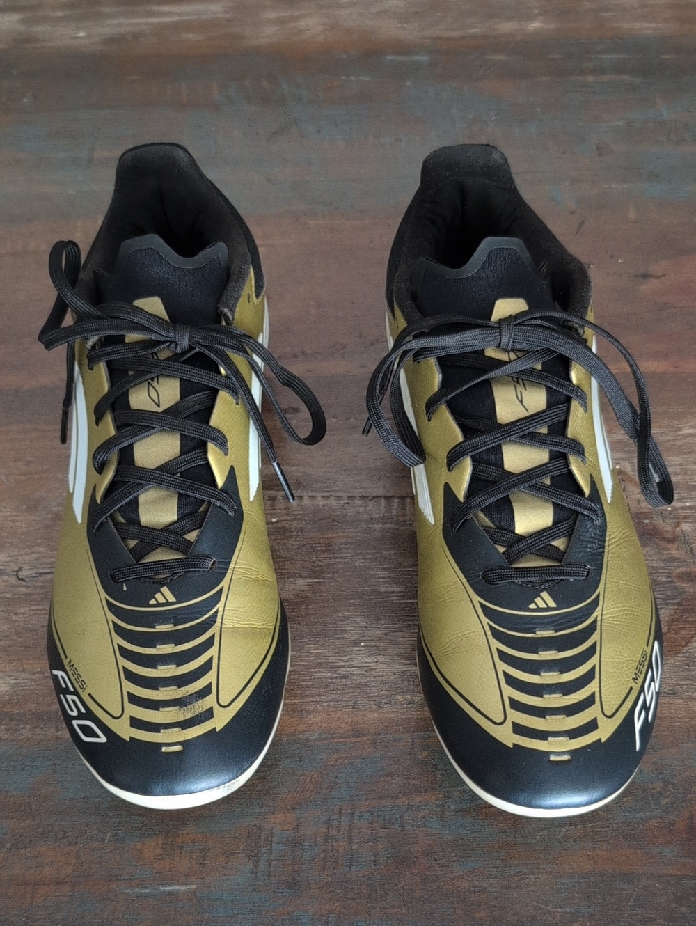 Adidas Messi F50 Soccer Cleats Metallic Gold and Black - Men's 9 - Picture 2 of 8